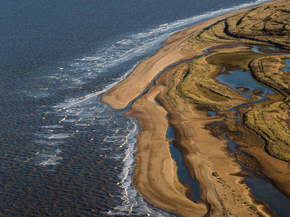 Aerial shot of Holme coastline