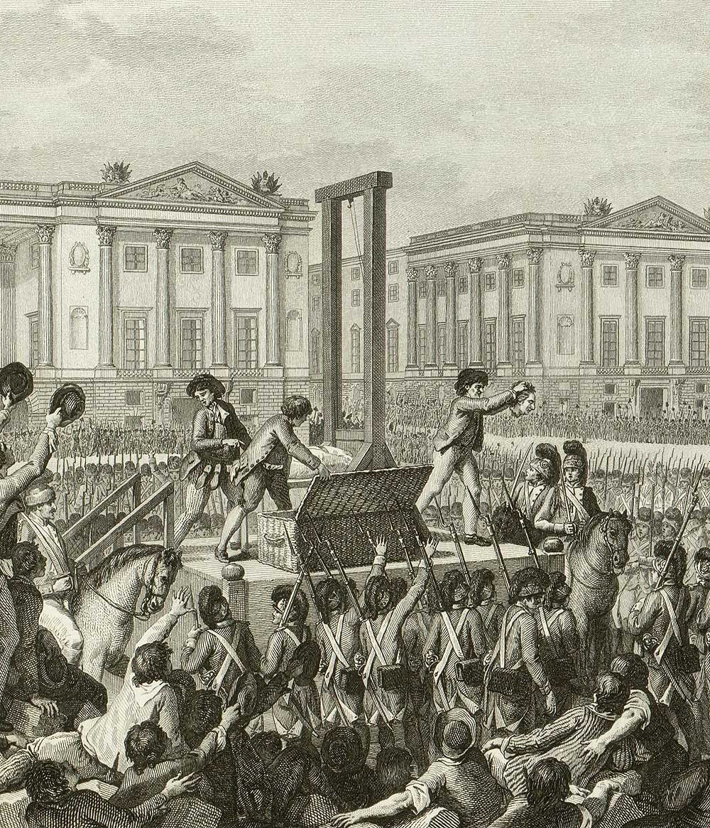 The execution of Louis XVI on 21st January 1793 at the Place de la Révolution (today's Place de la Concorde)