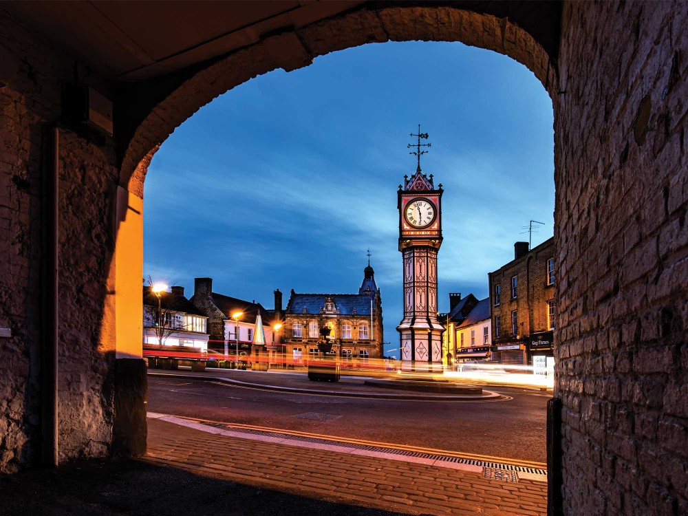 Downham Town Clock Tower at night