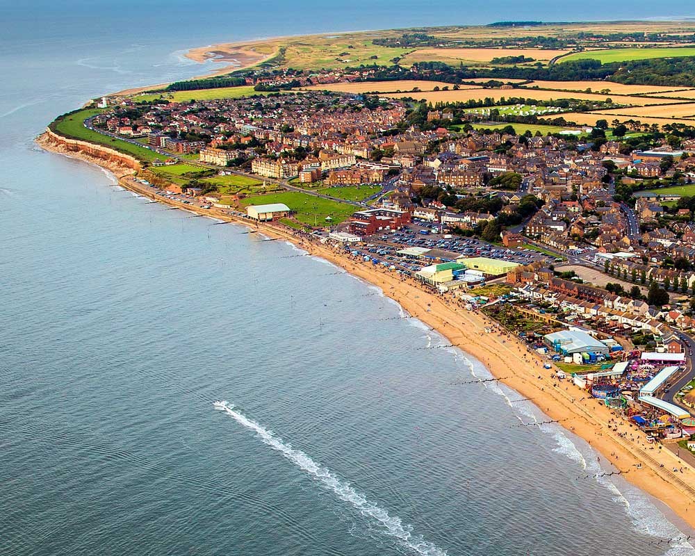 An aerial view of the bustling modern resort of Hunstanton