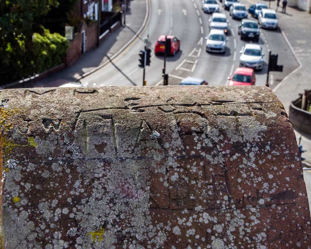 A solider's inscription overlooking London Road in King's Lynn