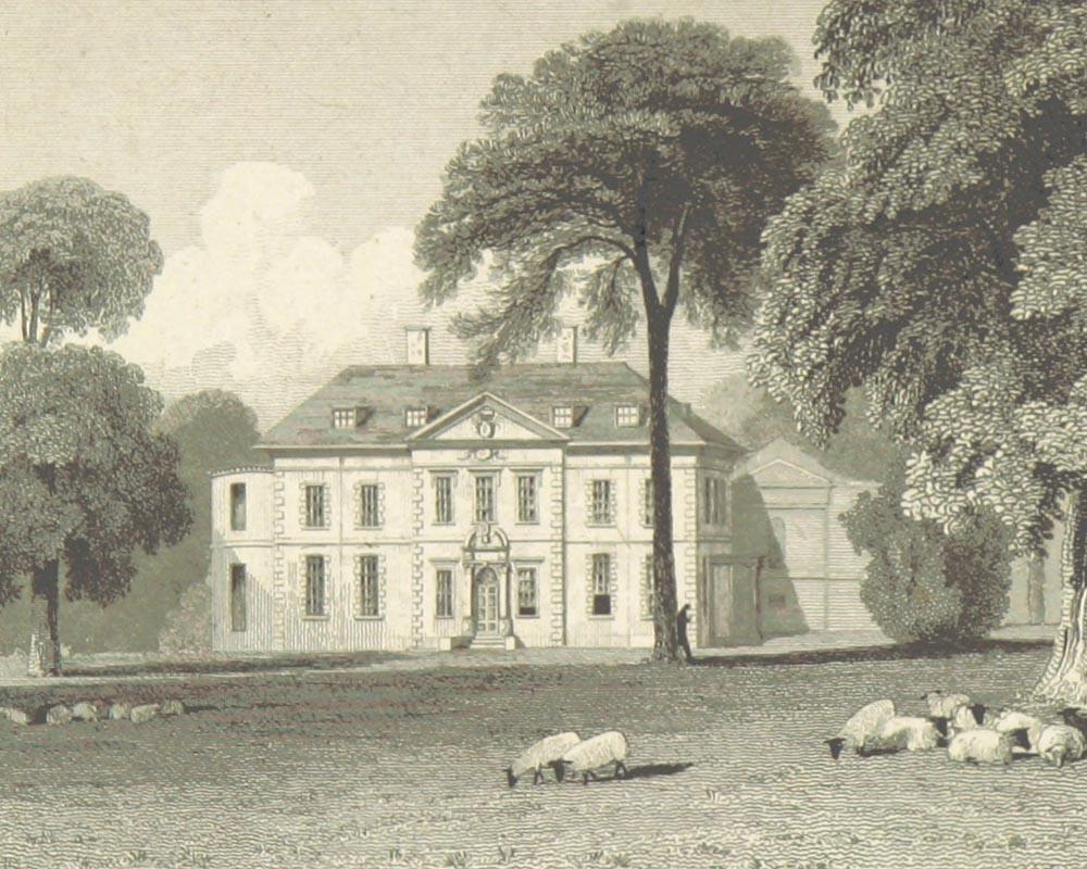 Engraving of Narford Hall produced in 1818 based on a drawing by John Preston Neale