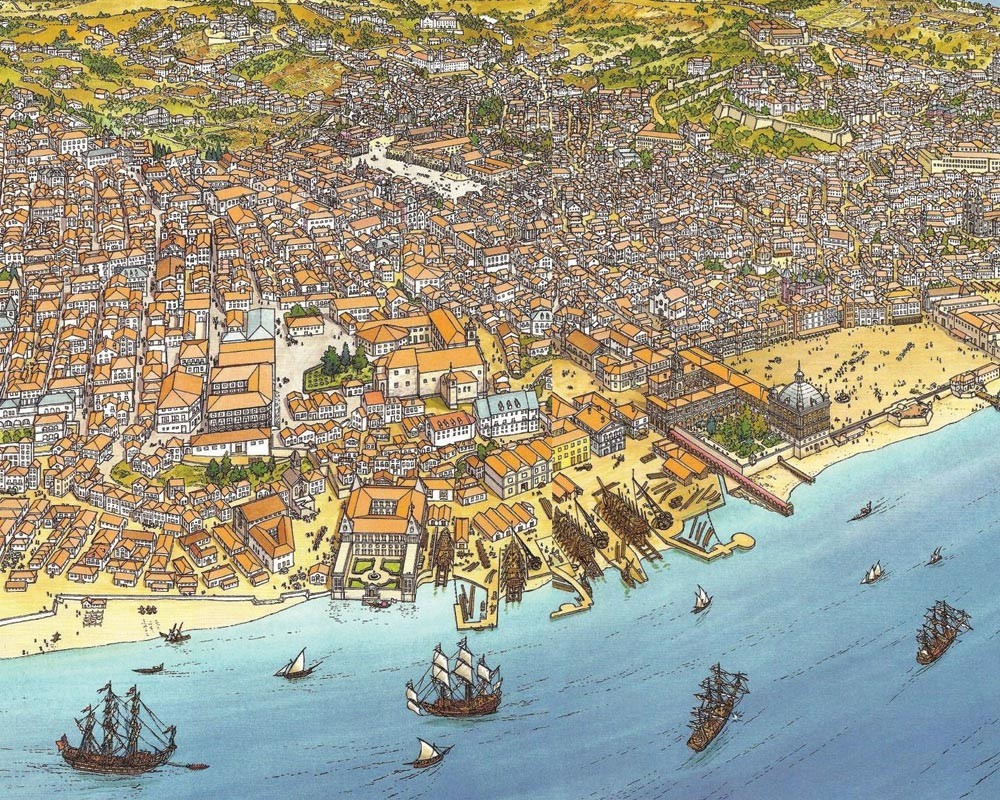 A map of Lisbon in the 18th century